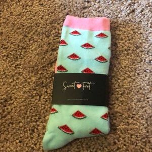 Watermelon Print Crew Socks